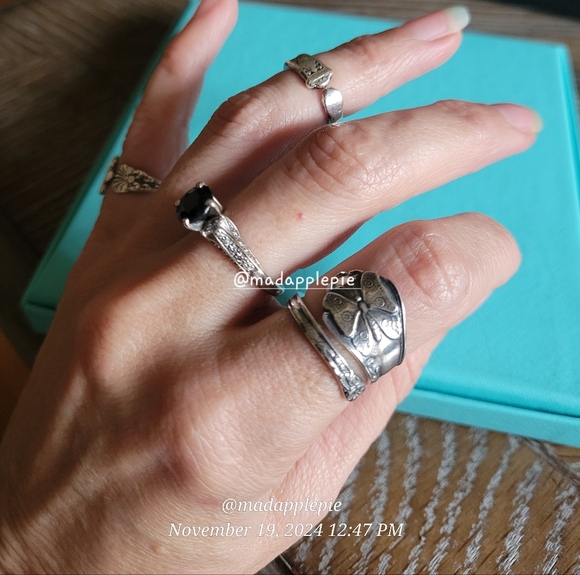 Vintage Sterling Silver Spoon Ring Butterfly Luxury Designer Celeb #136 - Picture 11 of 12